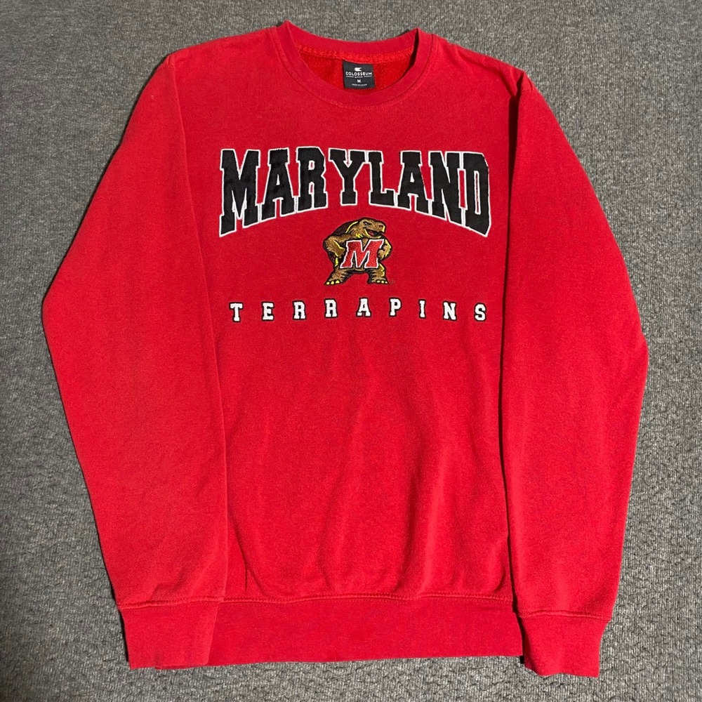Colosseum Maryland Terrapins Sweatshirt Mens Medium Red Crewneck NCAA Fleece